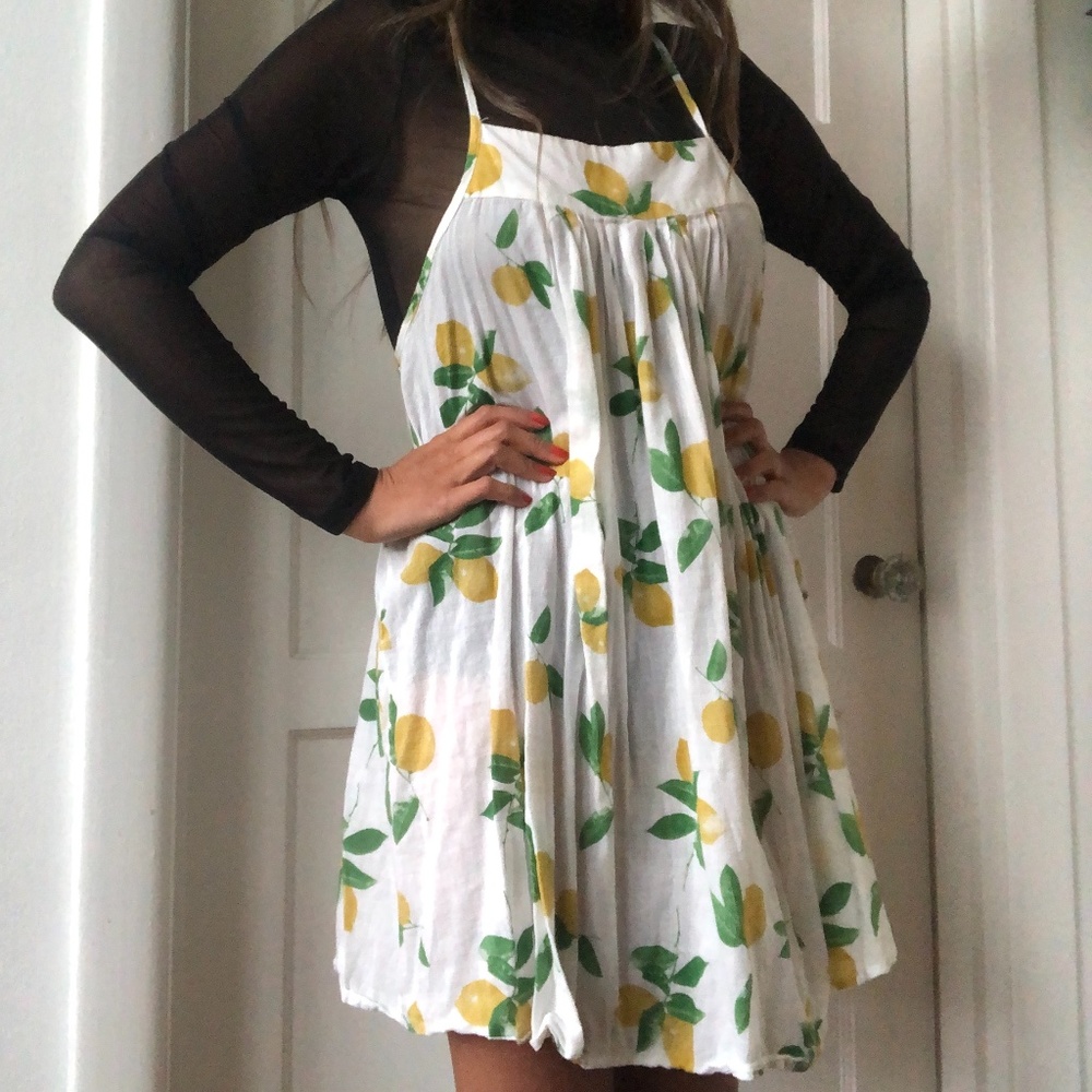 Sheer beach oversized cover up mini lemon dress